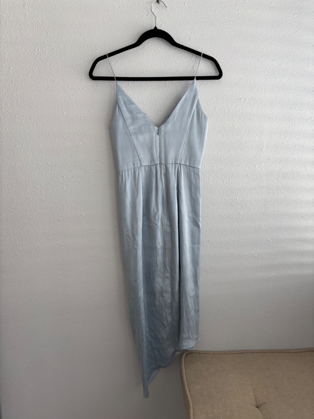 Zimmermann Light Blue Sueded Silk Plunge Drape Midi Dress - Picture 6 of 12